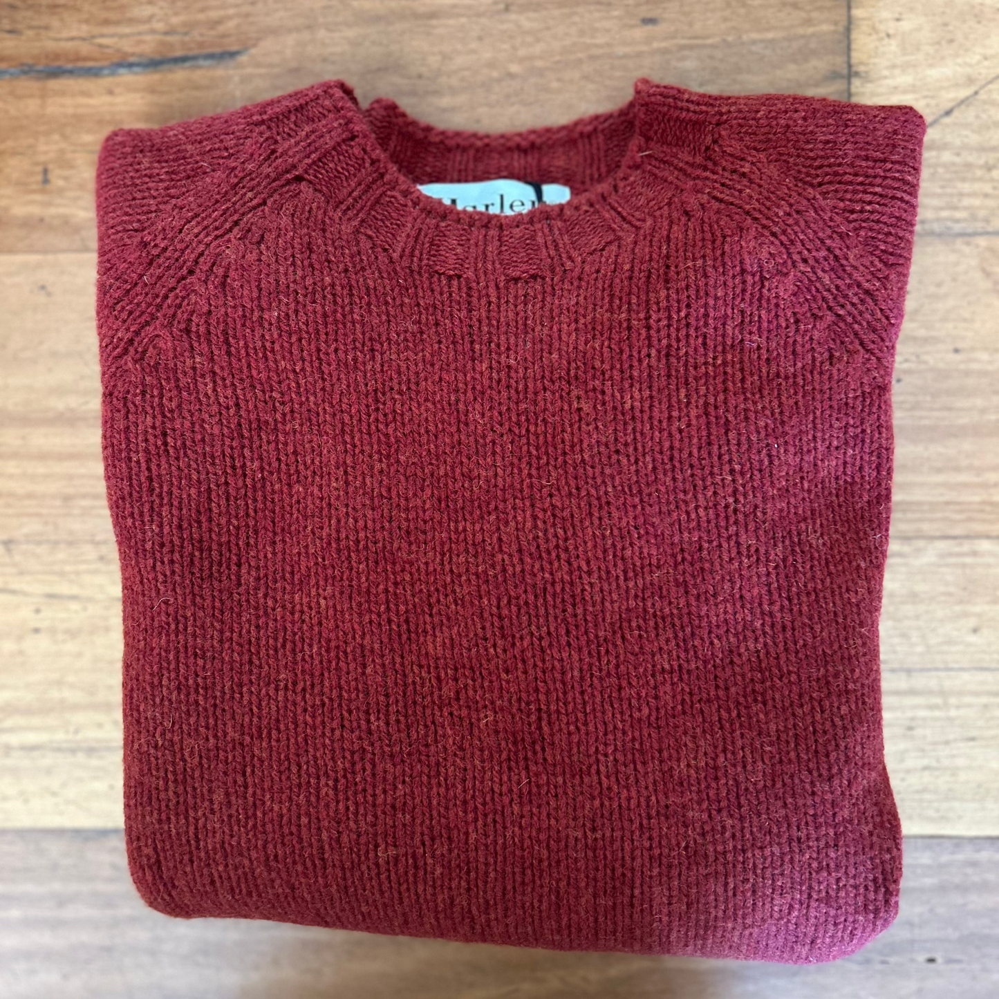 Harley of Scotland Men's chunky crew sweater in quality wool.