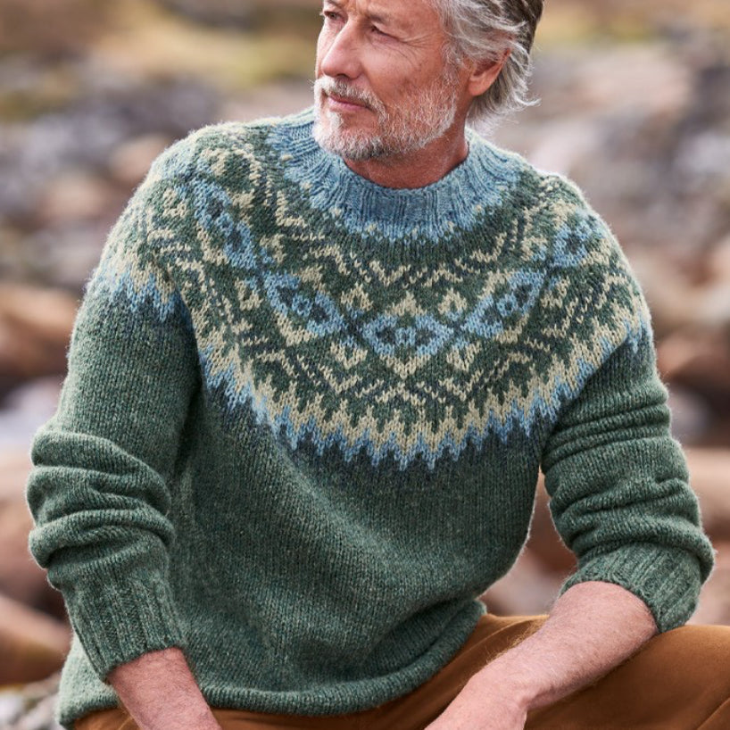 Harley of Scottland . Quality Fairisle Wool Jumper for men.