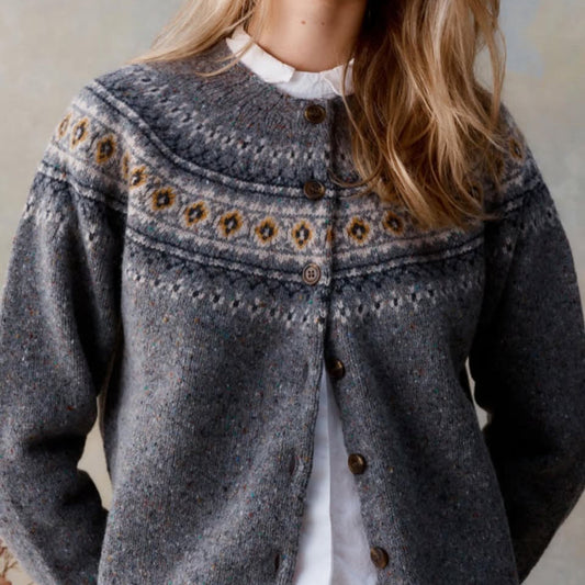 Scottish fairisle knitwear. Harley of Scotland Nep Cardigan St Kilda.