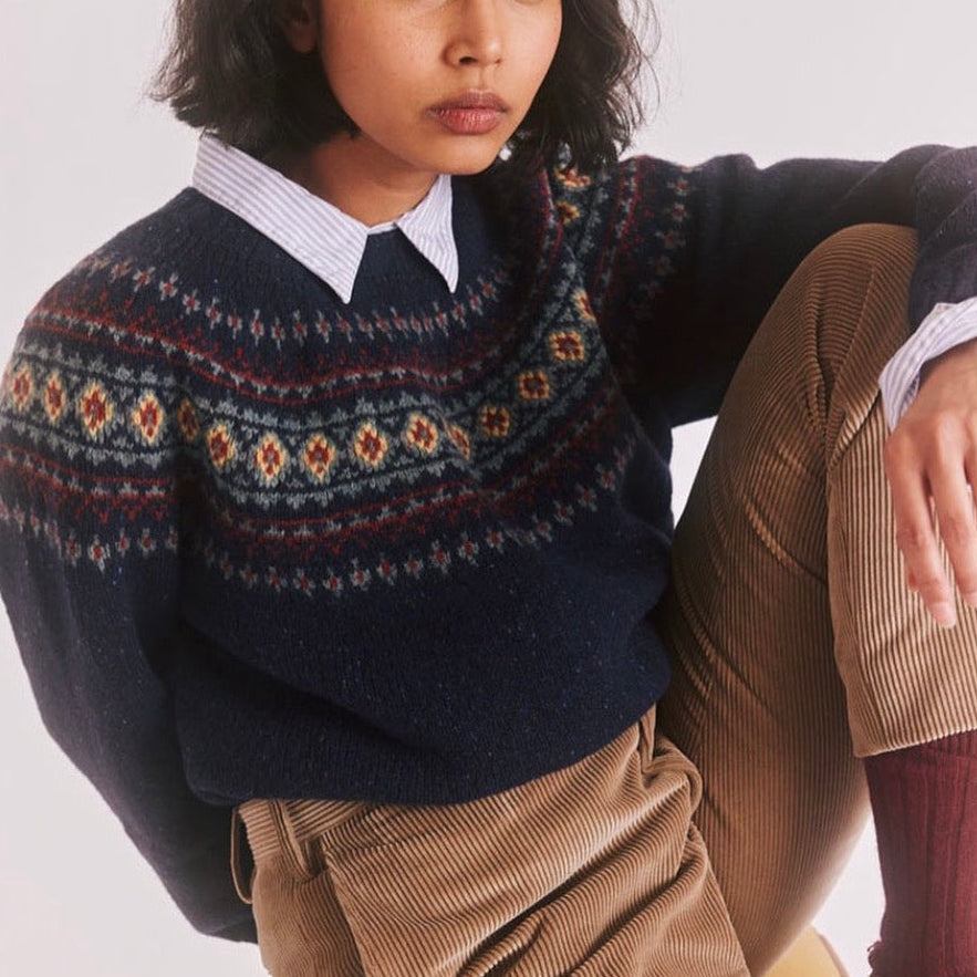 Harley of Scotland Nep jumper in jura or navy blue