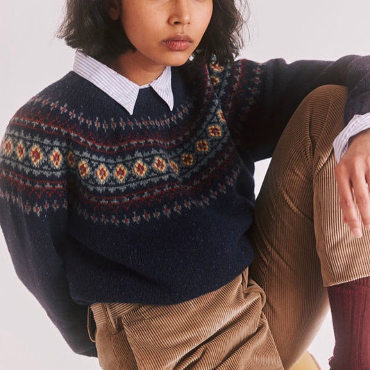 Harley of Scotland Nep jumper in jura or navy blue