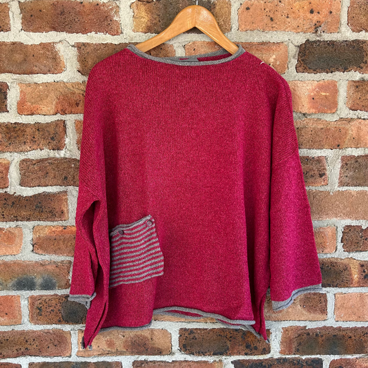 Orkney Hand Knit - Calypso Tunic - Cerise/Dove