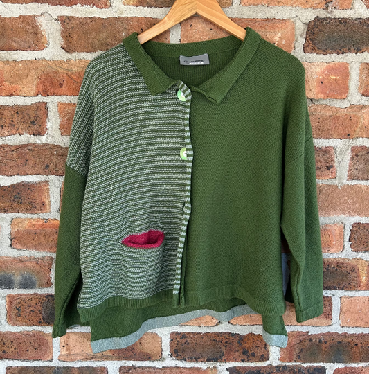 Orkney Knit - Aretha Stripe Jacket - Greengage/Mint/Cerise