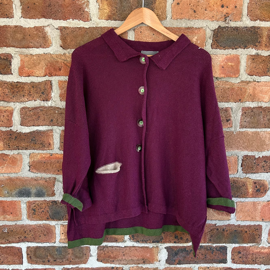 Orkney Hand Knit - Aretha Jacket - Tyrian/Greengage/Shingle
