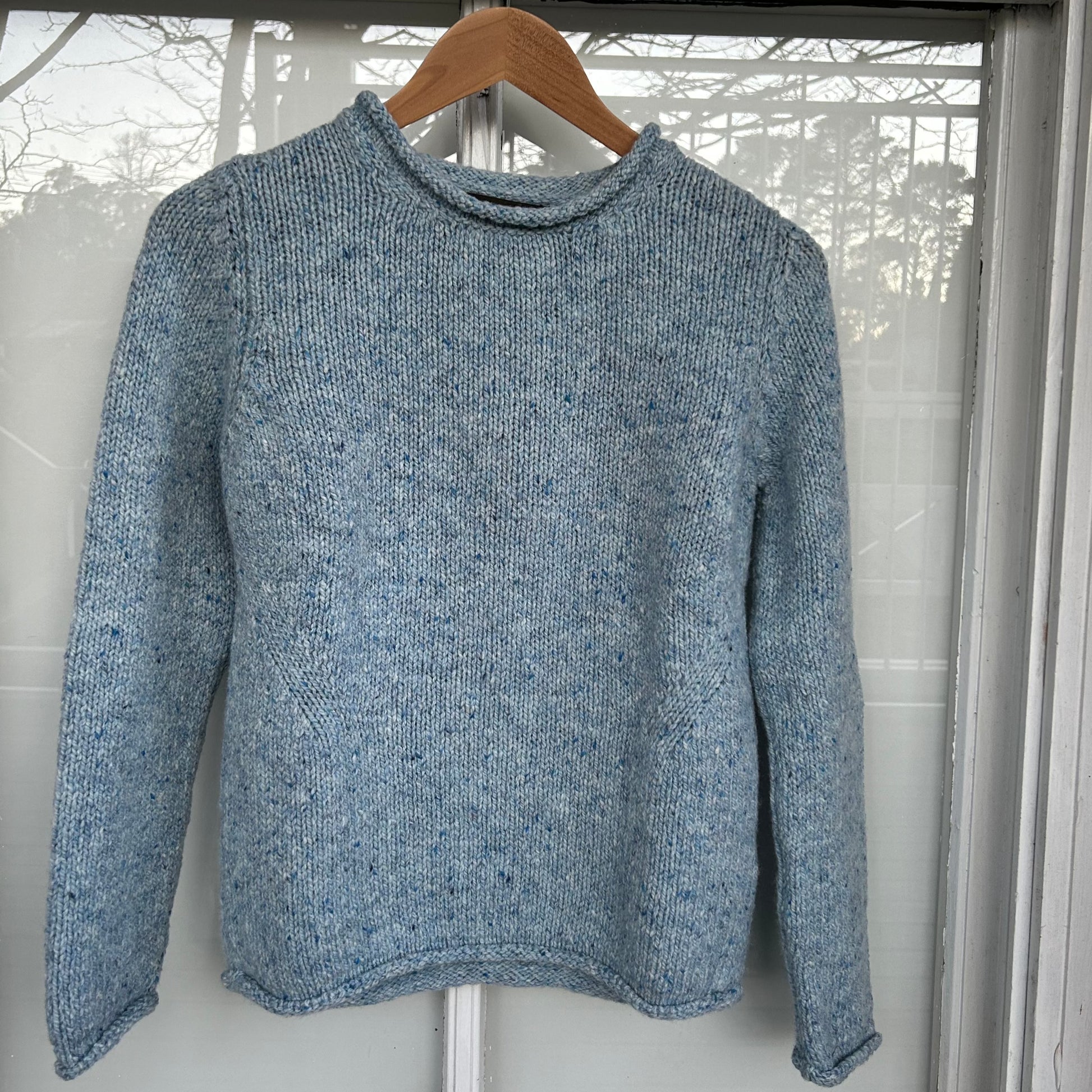 Donegal tweed sweater in Blue.