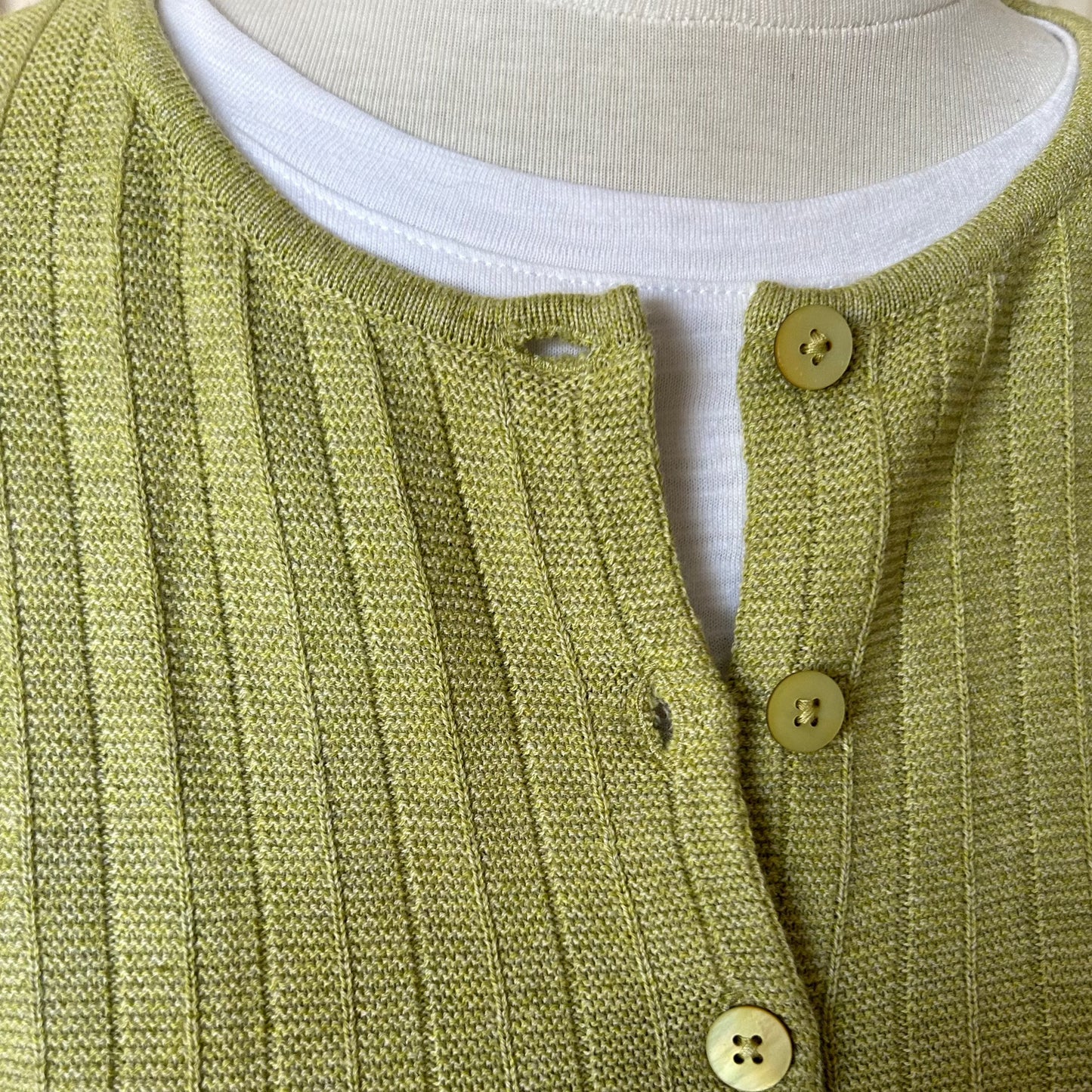 Sapho Cardigan from NOK. Quality Danish design from Charlotte Mansted eco cotton olive cardigan.