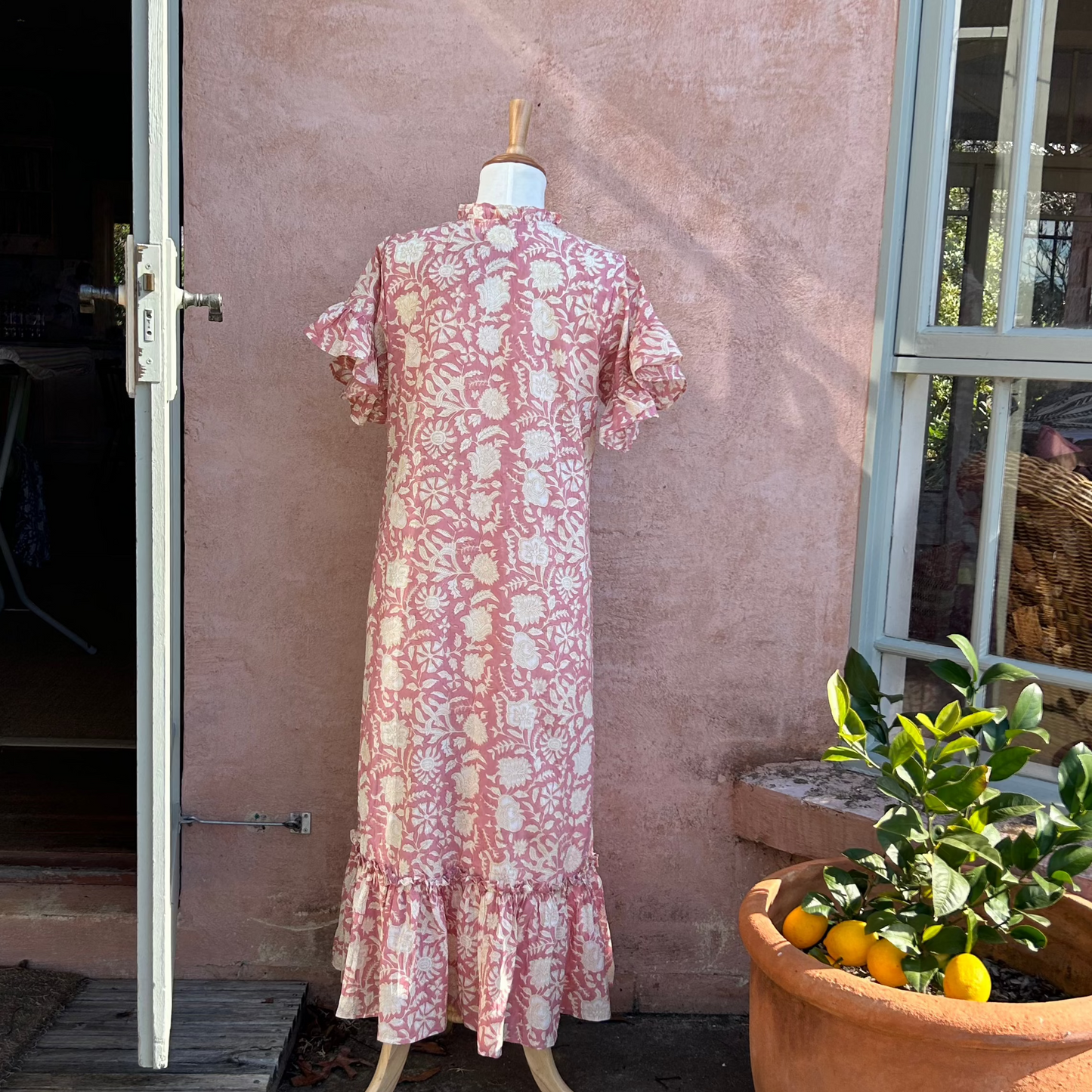 Mandalay Designs by Emma Strauss Bobby Britnell Dress in Rose Quartz. Organic Voile cotton, free shipping.