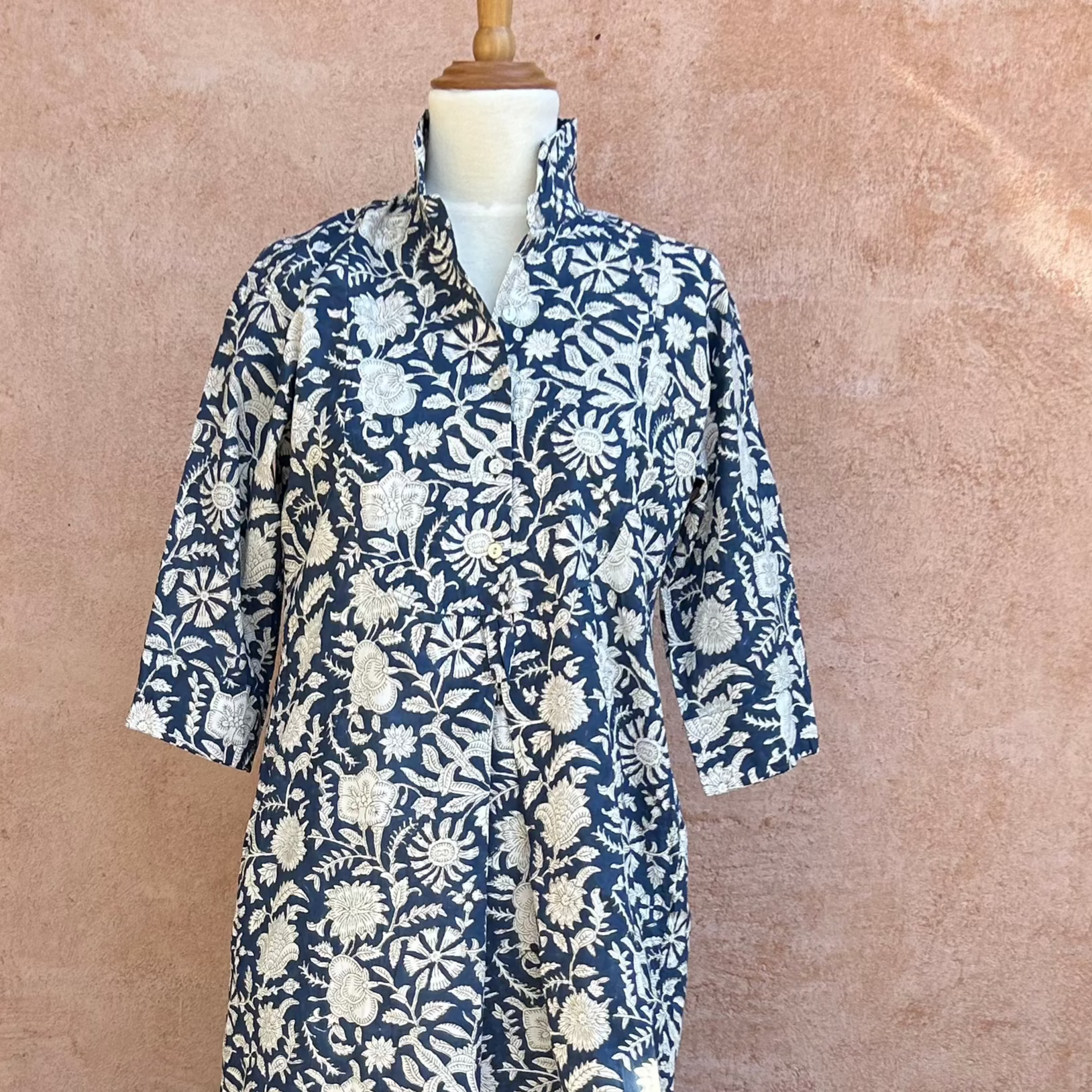 Mandalay Designs by Emma Strauss Emily Shirt Dress in Indigo. Organic cotton, free shipping.