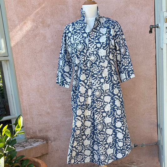 Mandalay Designs by Emma Strauss Emily Shirt Dress in Indigo. Organic cotton, free shipping.