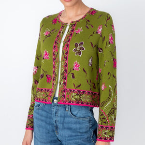 IVKO's latest cardigan with ornament flower pattern in green