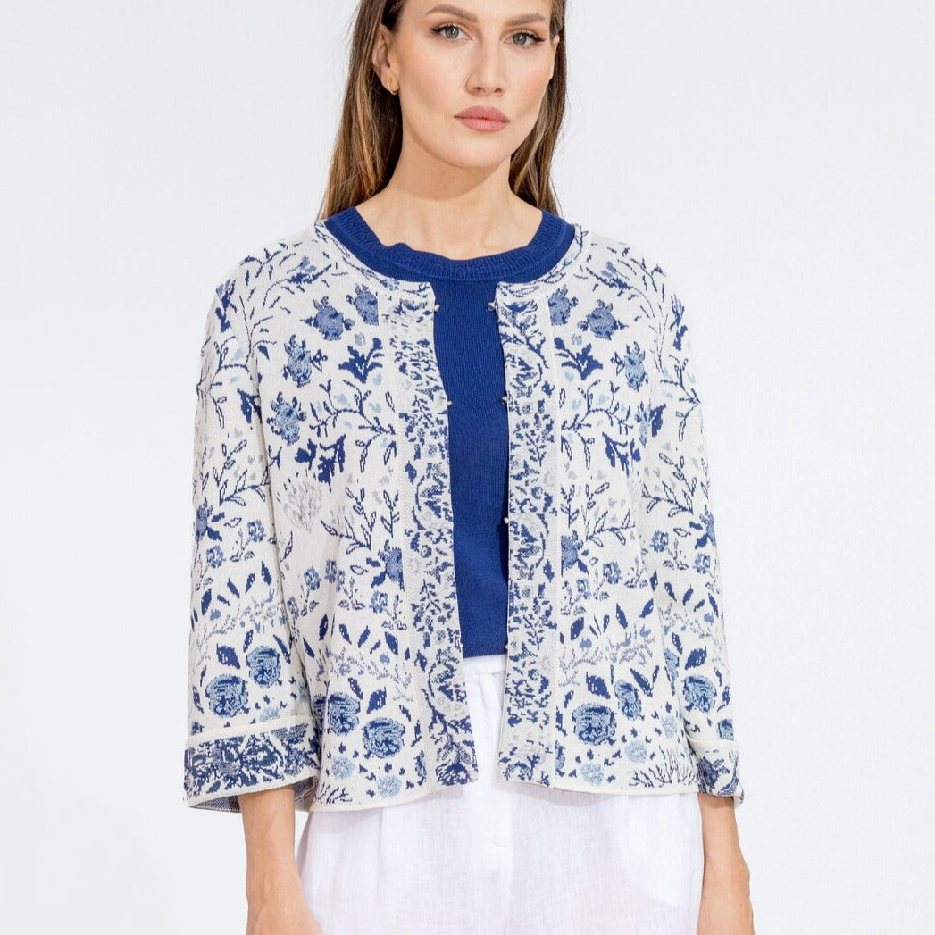 IVKO Jacquard Cardigan for women in white