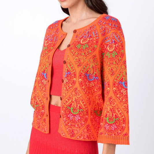 Ivko Woman Jacquard cardigan in Retro peach