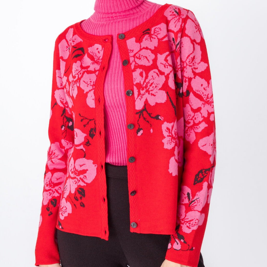 IVKO's round neck cardigan in red