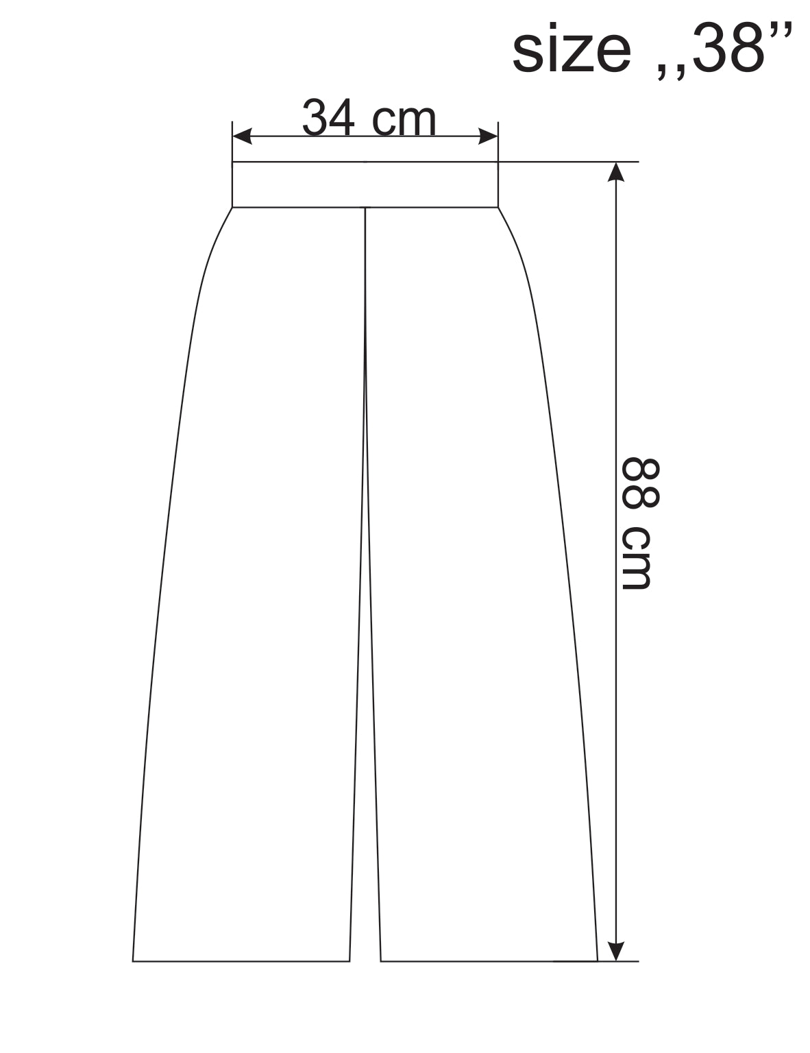 Pants sizing for IVKO structured pants.