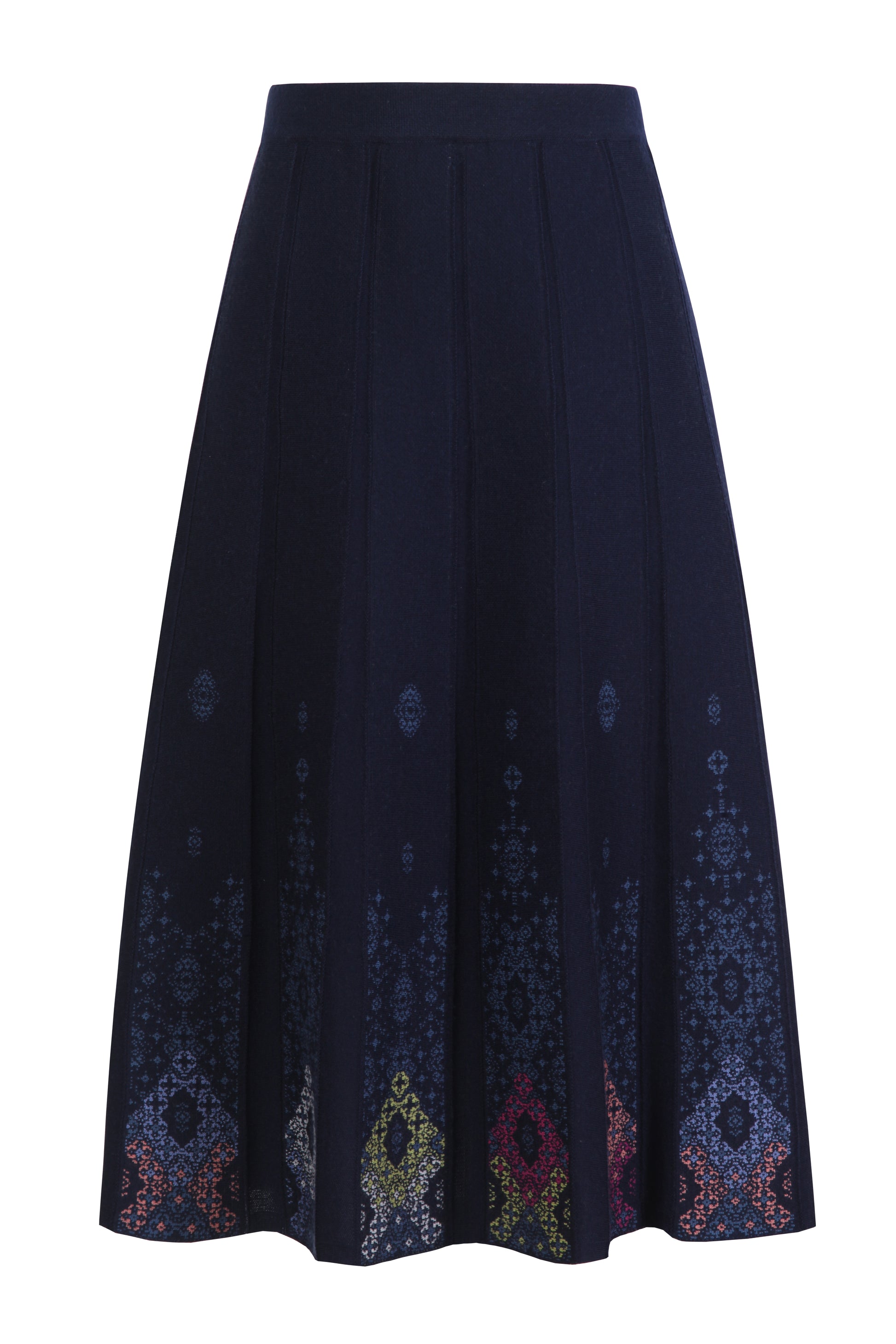 Jacquard Midi Skirt Ornament pattern in navy from IVKO