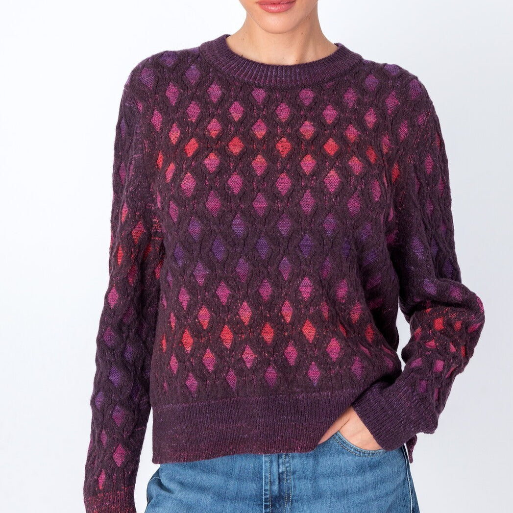 IVKO's newest pullover with structured pattern in brown-red