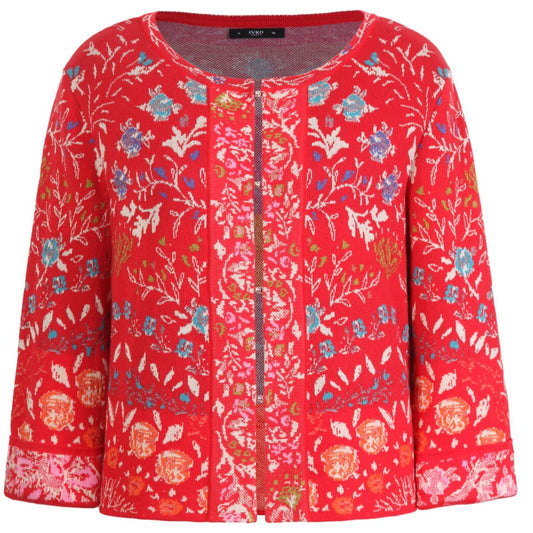 Ivko red jacquard cardigan in red. Style 241522-045.