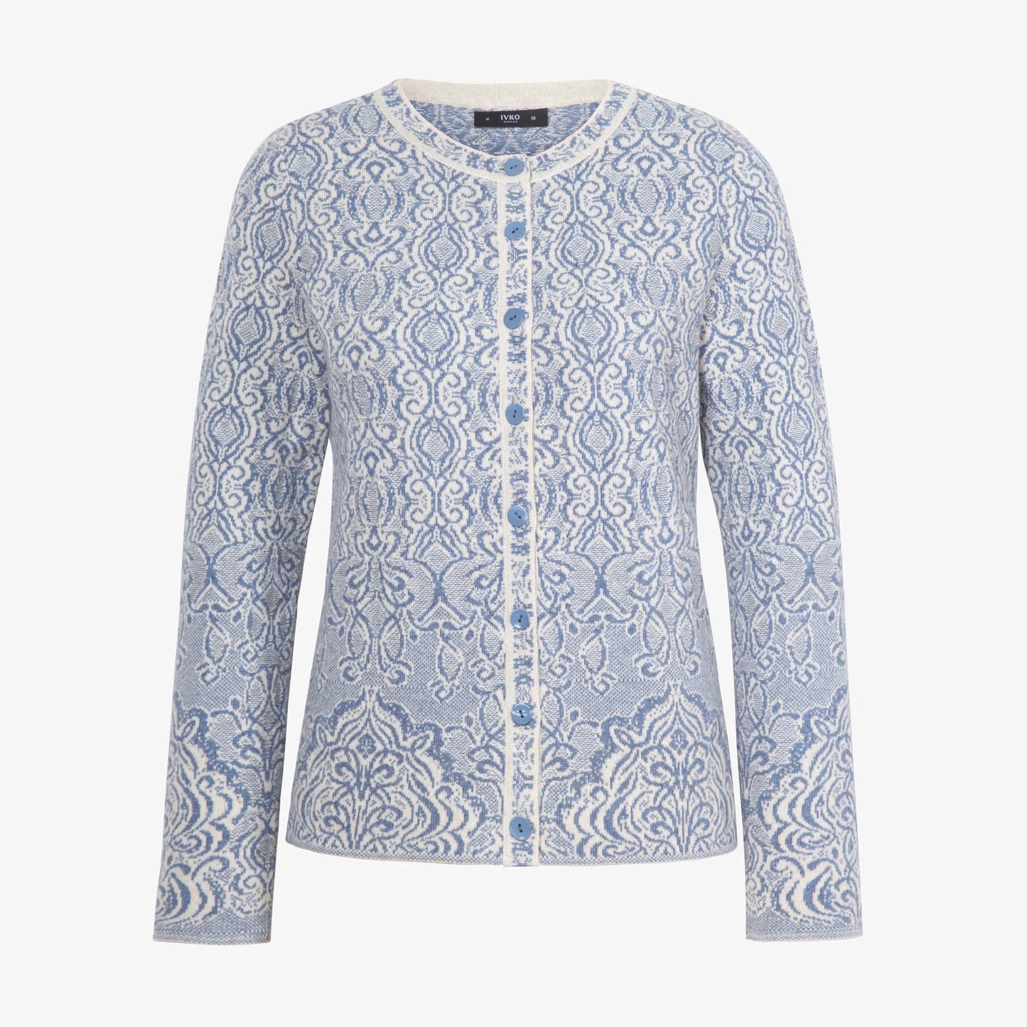 Ivko jacquard cardigan. O-Neck cardigan in blue Stone