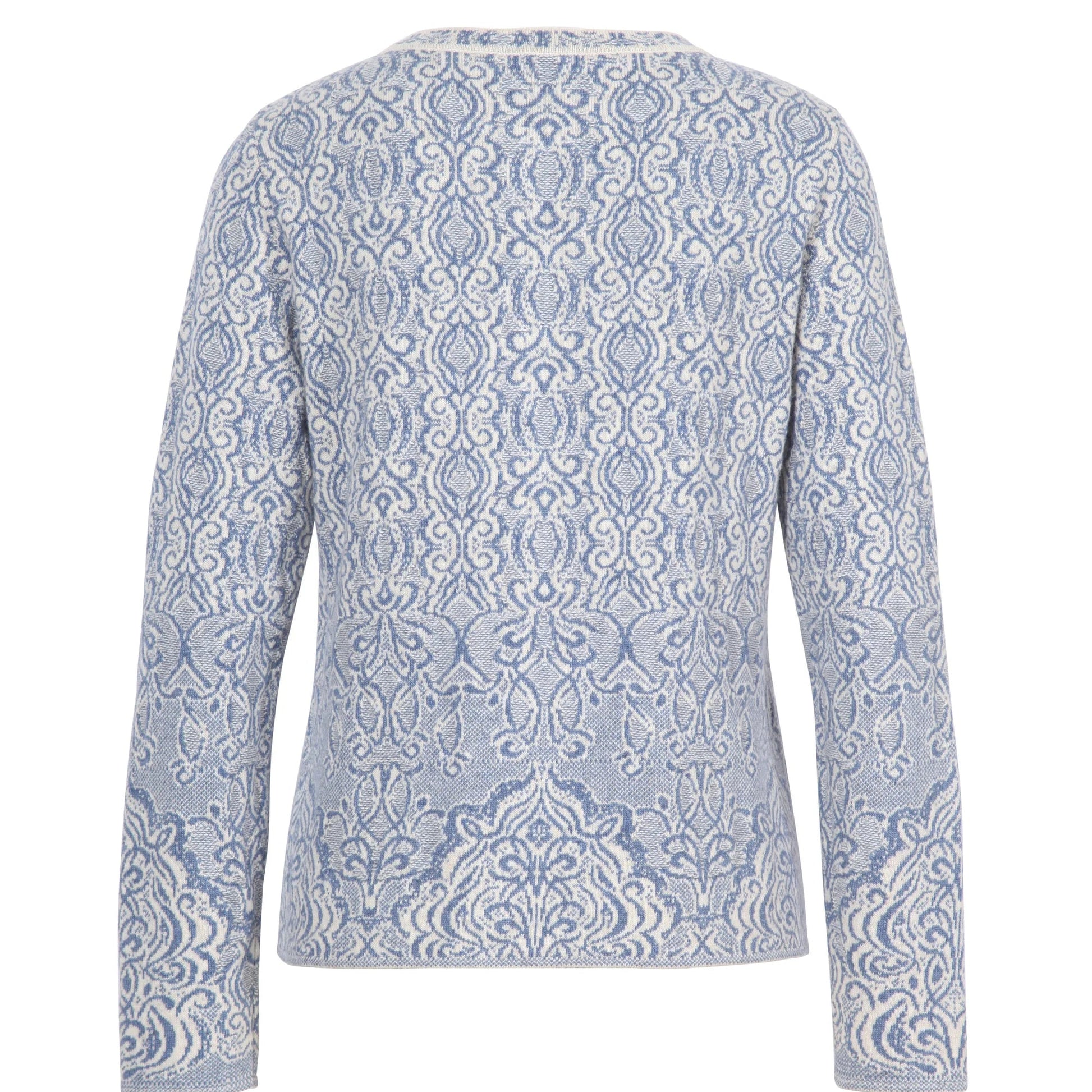 Ivko jacquard cardigan. O-Neck cardigan in blue Stone