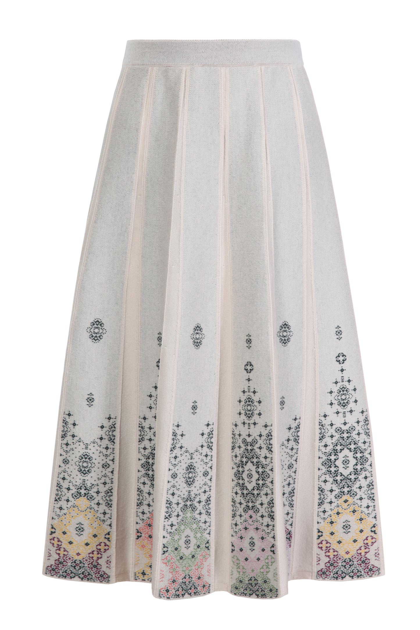 100% wool Ornament Pattern midi skirt from IVKO 