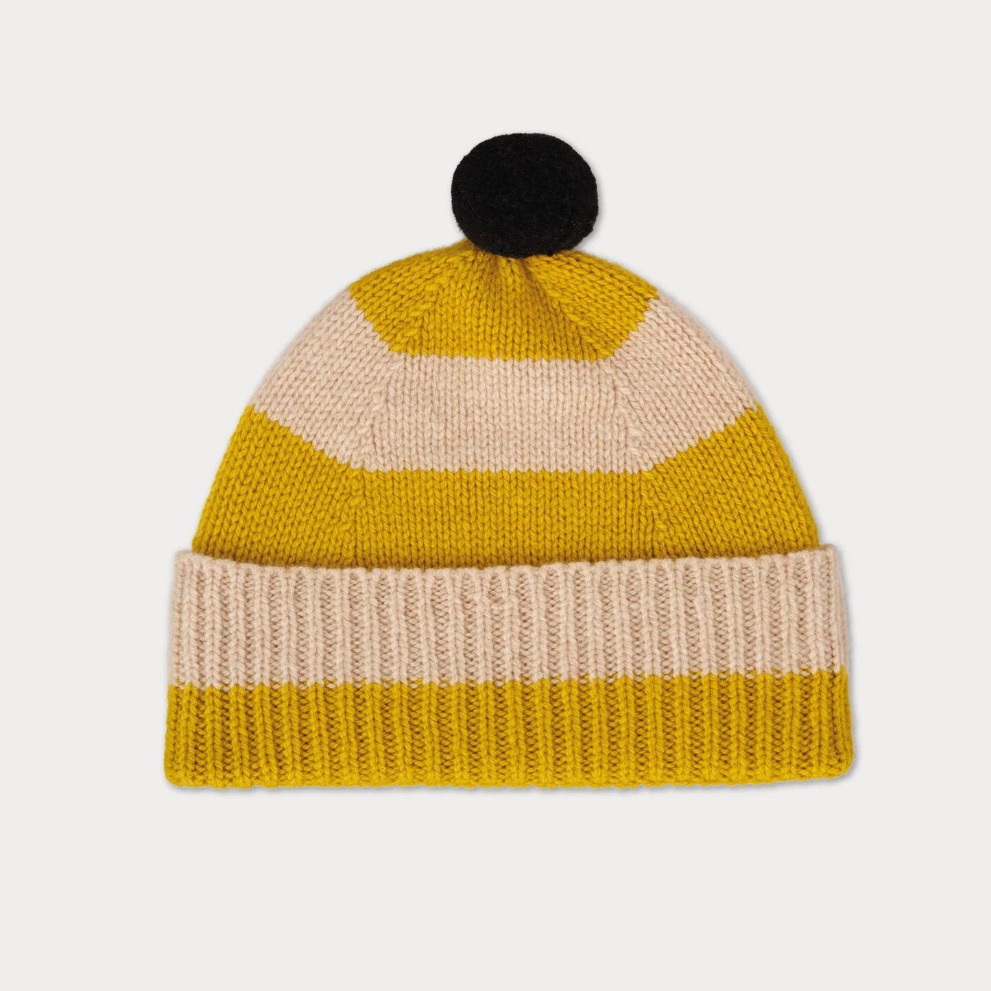 Jo Gordon Striped beanie in Tumeric and oateal