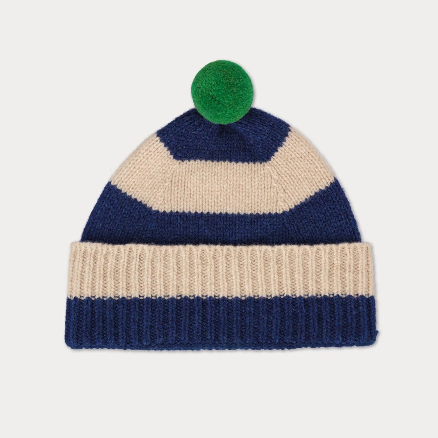 Jo Gordon Beanie in Night and Oatmeal with pompom
