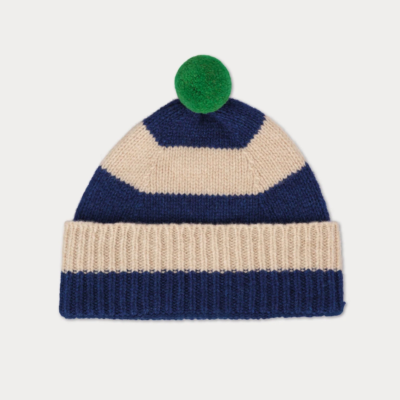 Jo Gordon Beanie in Night and Oatmeal with pompom