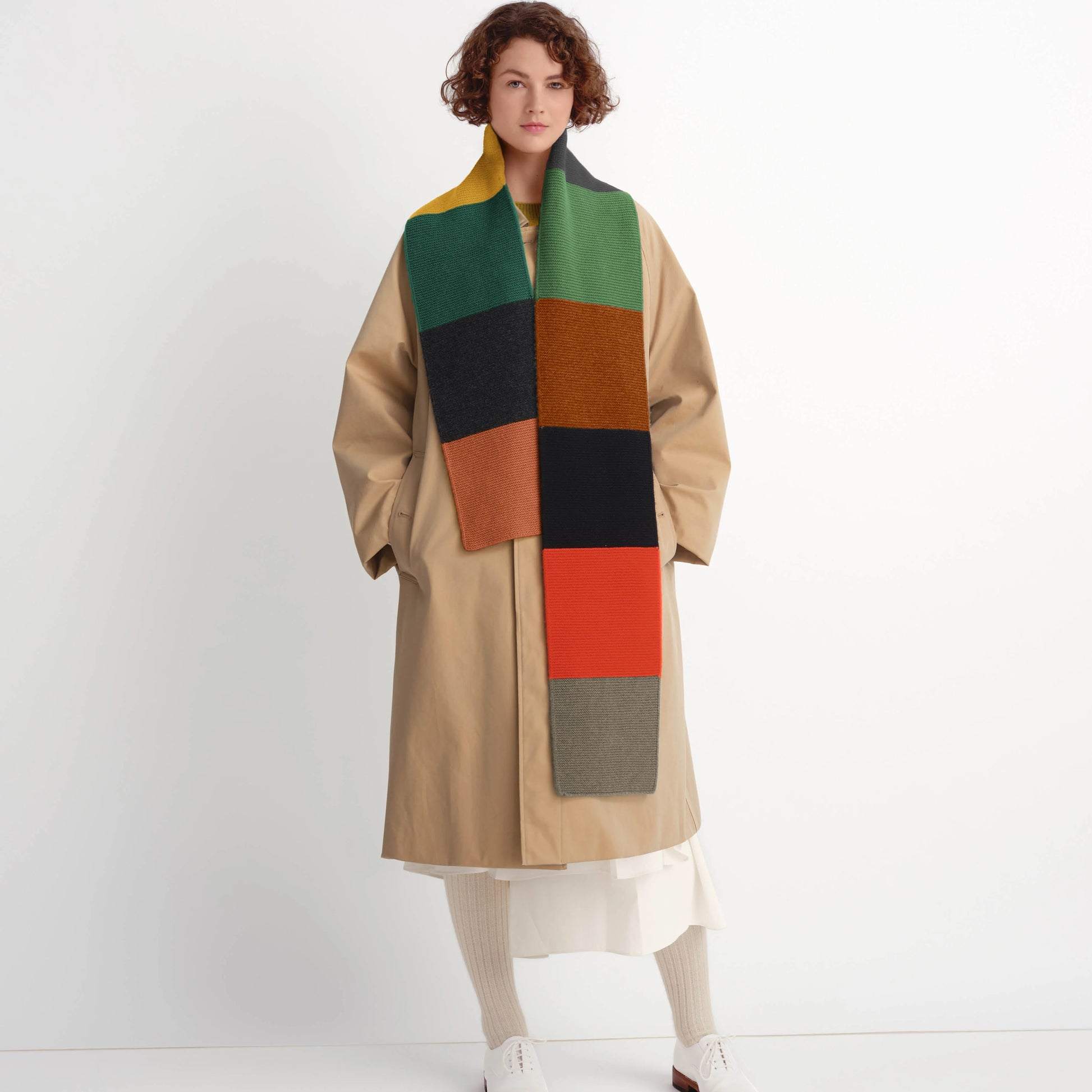 Jo Gordon Knitwear. Colourblock scarf in bright.