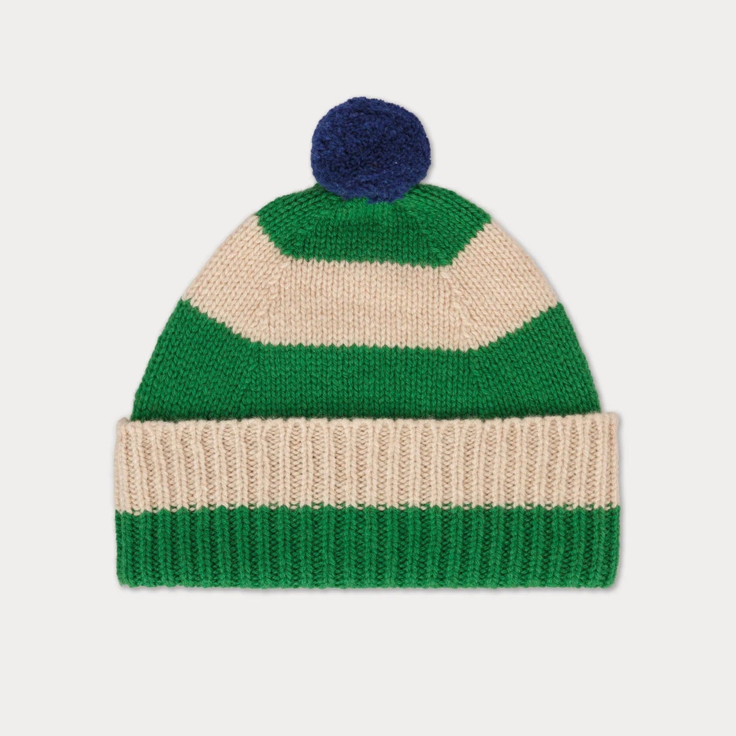 Jo Gordon Striped Beanie in Green and oat