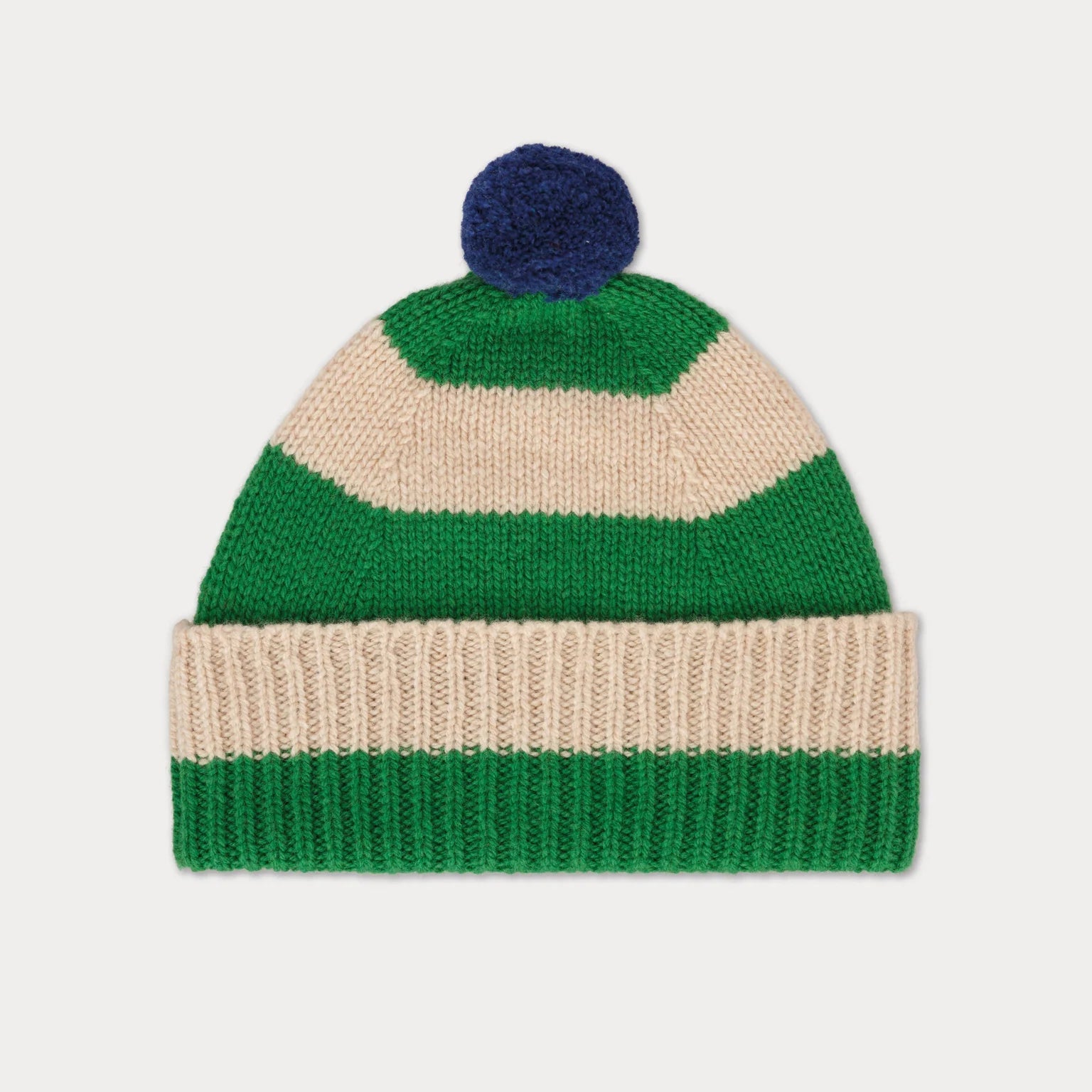 Jo Gordon Striped Beanie in Green and oat