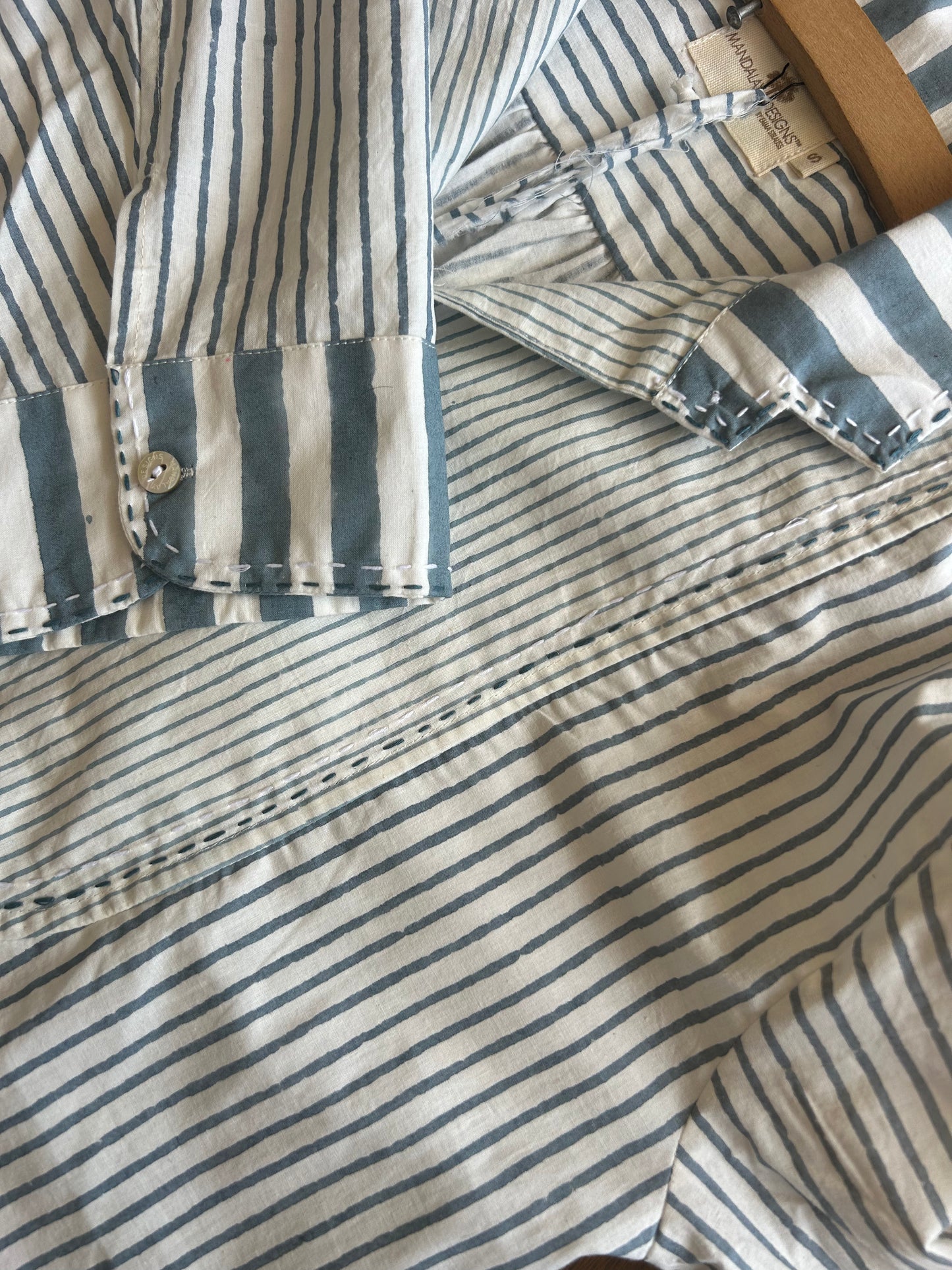 blue and white stripe dress in 100% organic cotton.