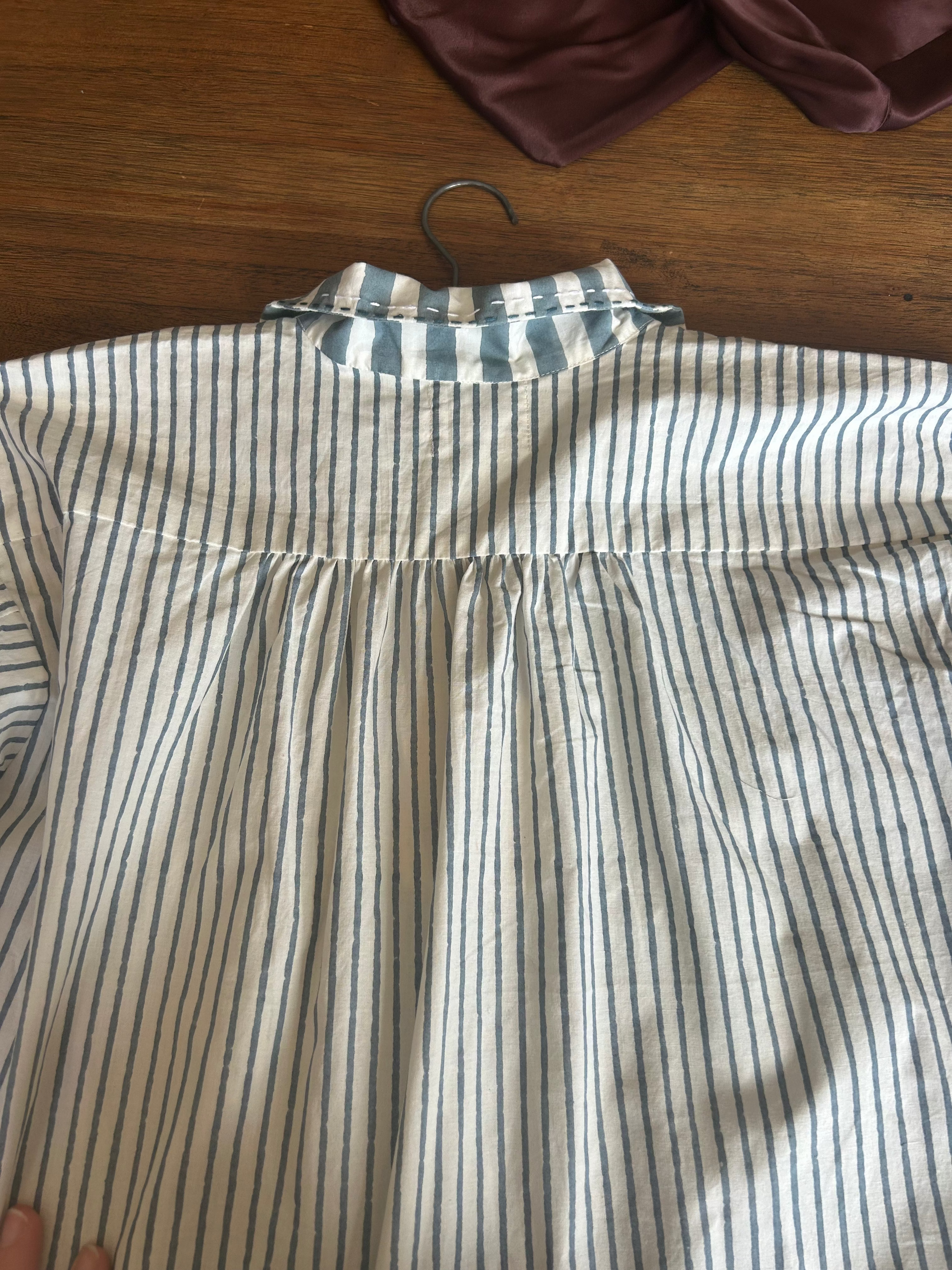 Blue and white striped dress from Mandalay Designs.