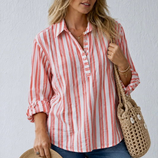 Mandalay Designs - Harry Stripe Shirt - Coral Sugar