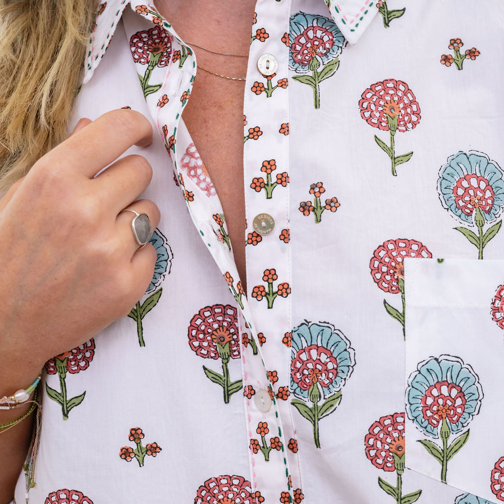 Manadalay Design Oversized shirt ith poppy print