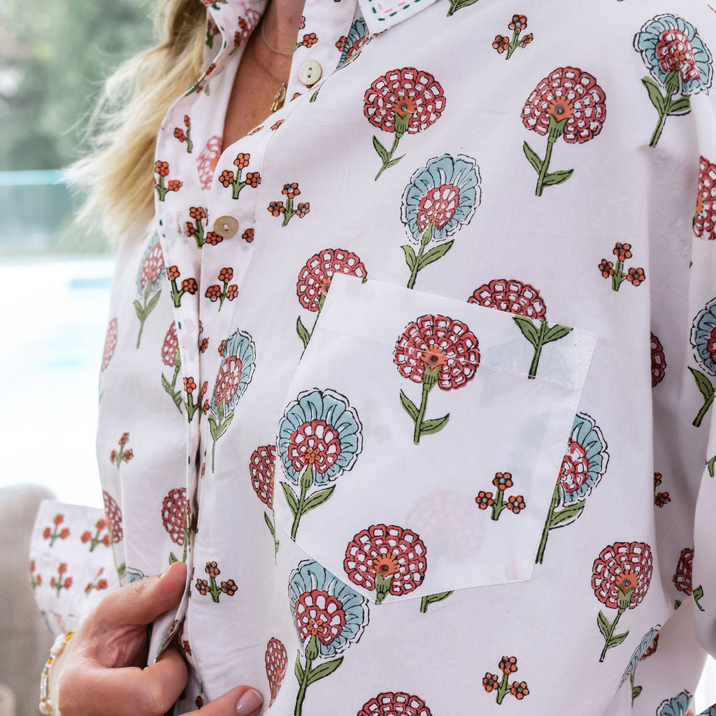 Mandalay Designs oversized cotton shirt block print