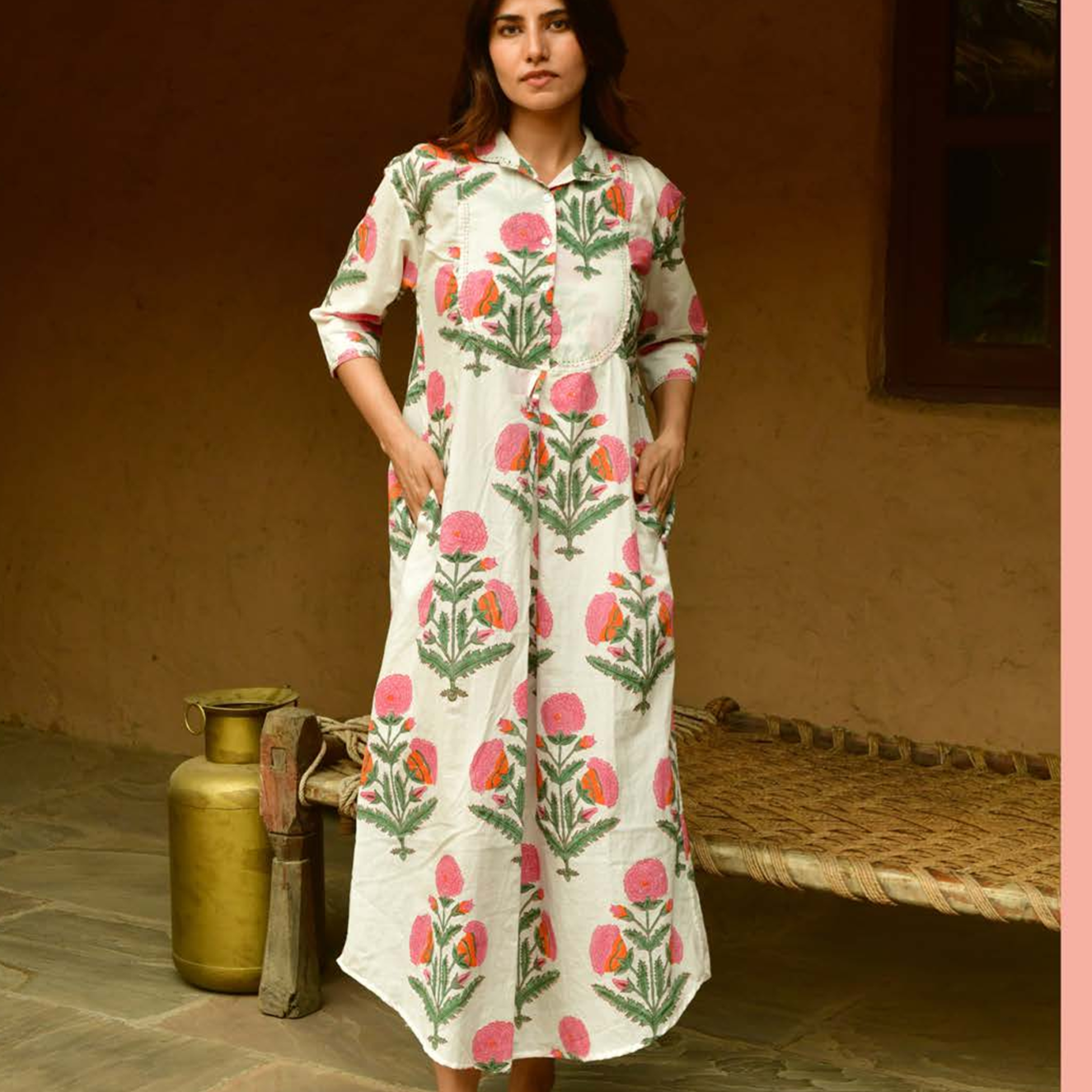 Maxi cotton hand block print dress from Mandalay