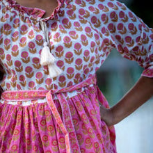 Mandalay Designs quality block print cotton dress in pink.