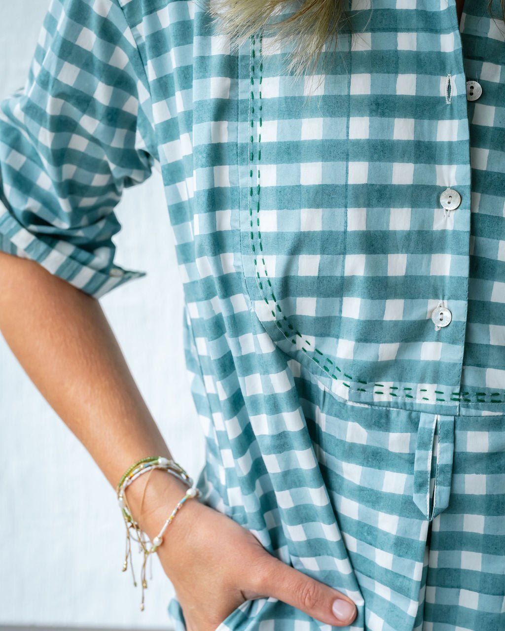 Mandalay Designs - Harry Gingham Shirtdress - Midi - Chambray