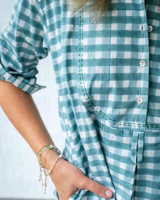 Mandalay Designs - Harry Gingham Shirtdress - Midi - Chambray