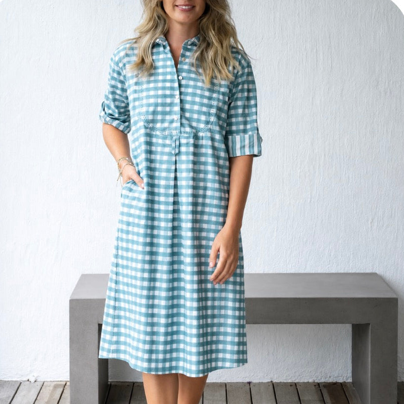 Manadalay Designs Shirtdress in blue gingham