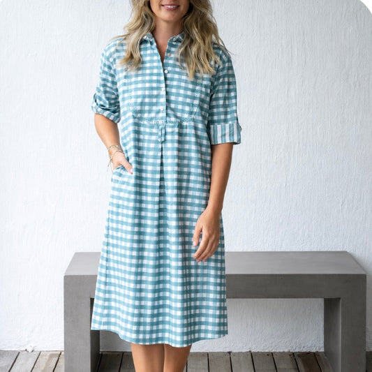 Manadalay Designs Shirtdress in blue gingham