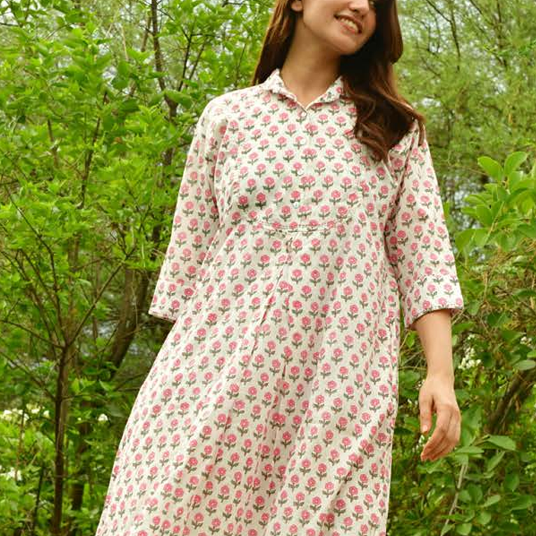 Mandalay shirtdress in pink marigold.