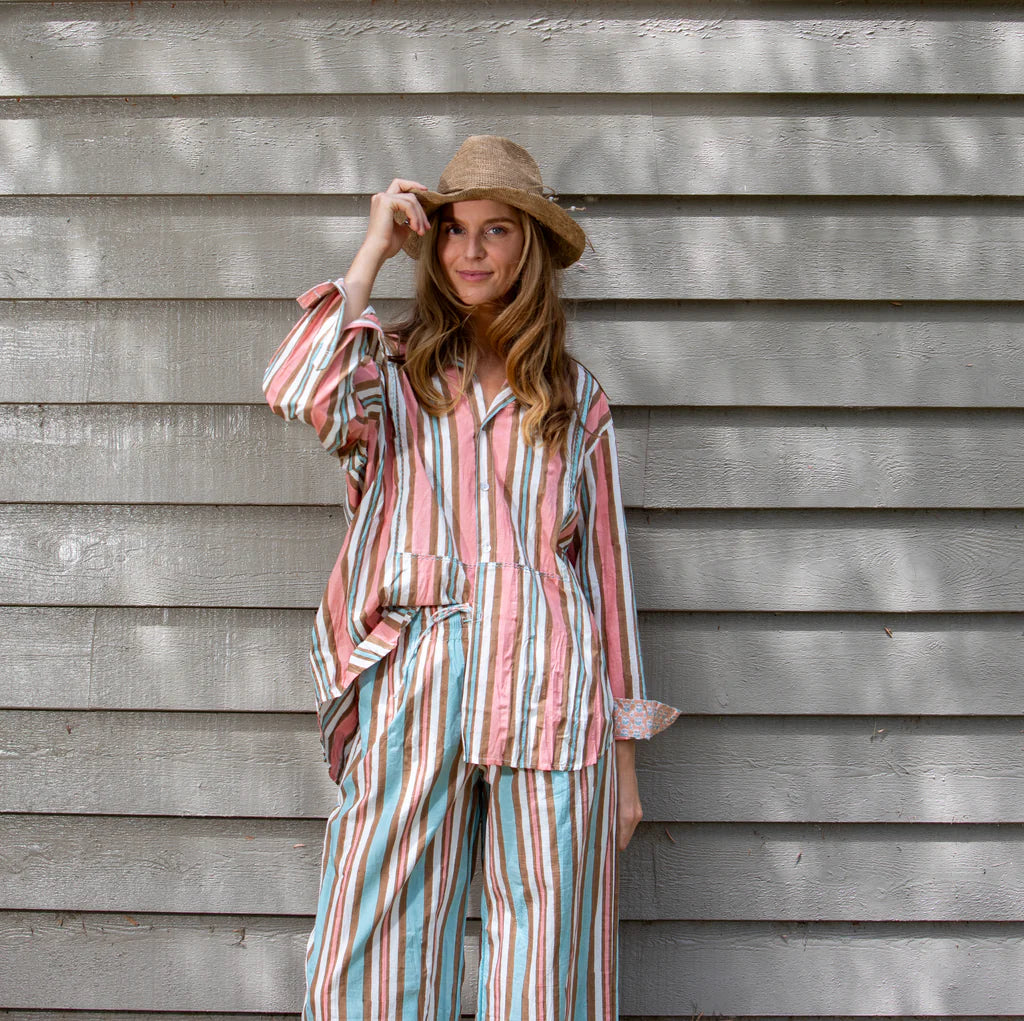 Mandalay Virginia striped shirt in coral.