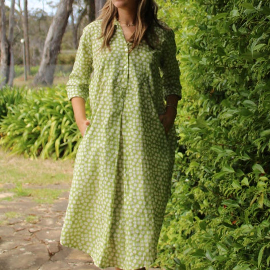 Mandalay Designs Spotty Dress in Lettuce.