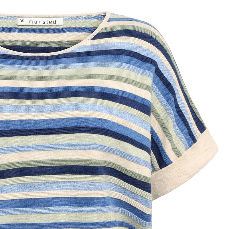 Mansted textures sripe t-shirt in blue and green