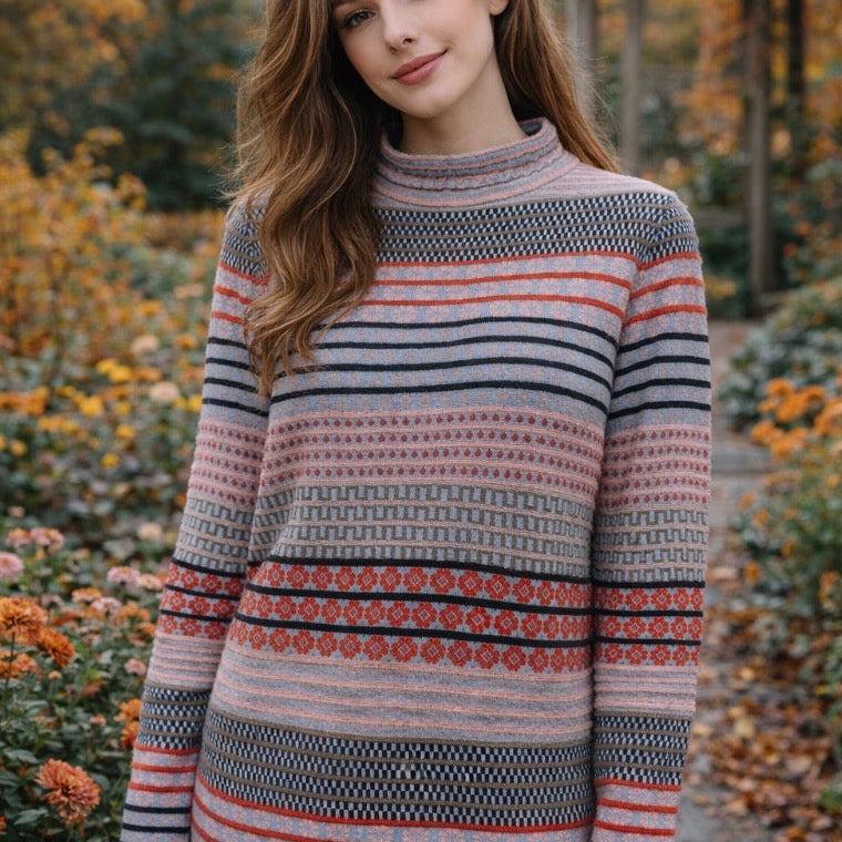 Mansted Beck top in denim. Wool blend