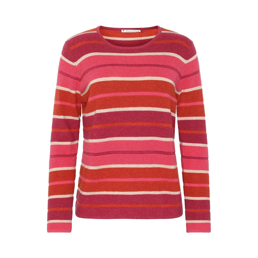 Mansted wool and cotton jumper for women pink stripe.
