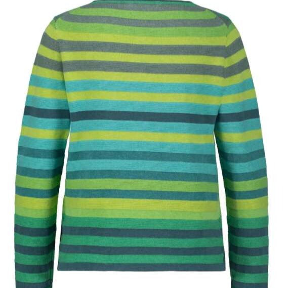 Mansted's Frail Striped cotton cardigan in Green, back view