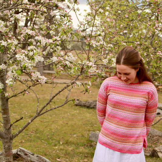 Long sleeve t-shirt in pink stripes from Mansted.