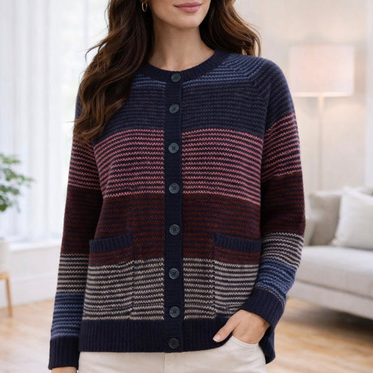 Mansted Loire ardigan in Navy. Quality Woolen Knitwear